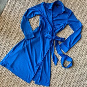 Express Blue Long Sleeve Wrap Dress Size 5/6